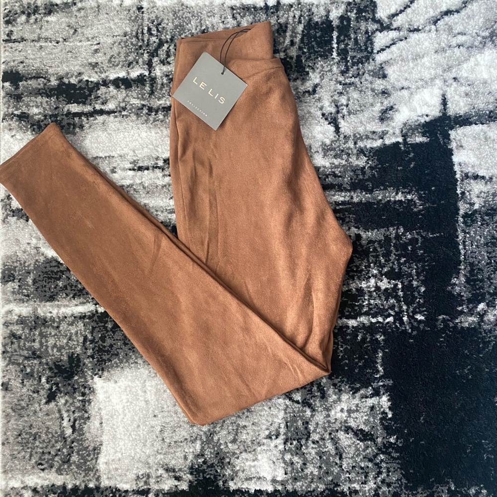 Tan/brown suede high waisted pants
